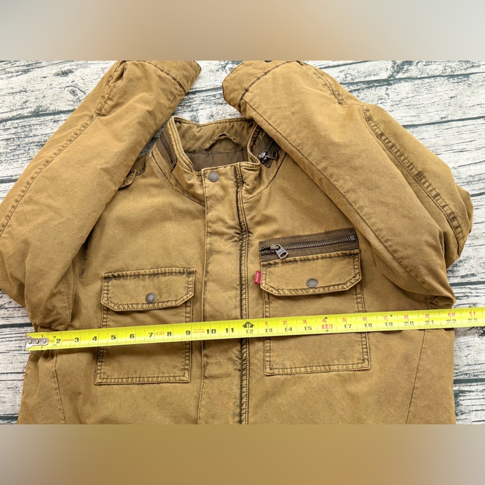 Levi's Men's Canvas Full-Zip Five-Pocket Khaki Trucker Jacket, Size Medium - Picture 5 of 15